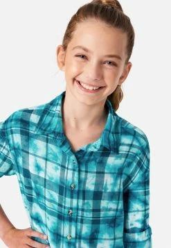 Adjmi Tops Tie-Dye Plaid Button-Up Top