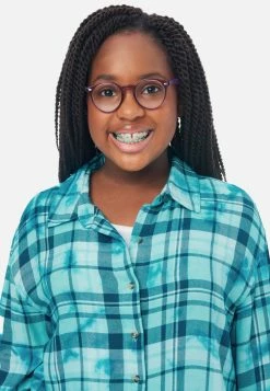 Adjmi Tops Tie-Dye Plaid Button-Up Top