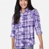 Adjmi Tops Tie-Dye Plaid Button-Up Top