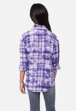 Adjmi Tops Tie-Dye Plaid Button-Up Top
