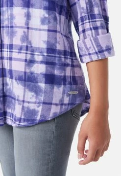 Adjmi Tops Tie-Dye Plaid Button-Up Top