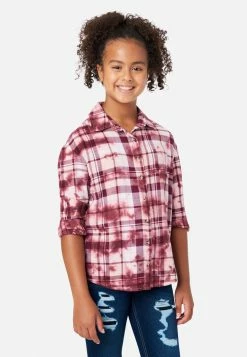 Adjmi Tops Tie-Dye Plaid Button-Up Top