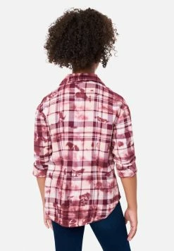 Adjmi Tops Tie-Dye Plaid Button-Up Top
