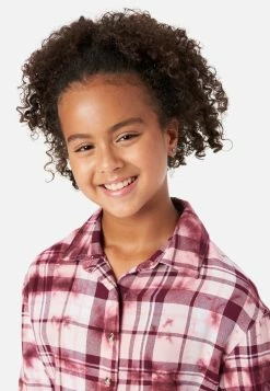 Adjmi Tops Tie-Dye Plaid Button-Up Top