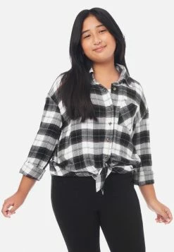 Adjmi Plaid Button-Up Top