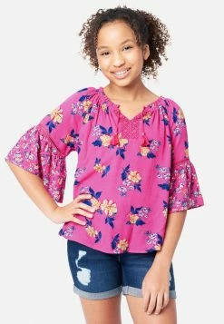 Adjmi Patterned Notch Neck Top Tops