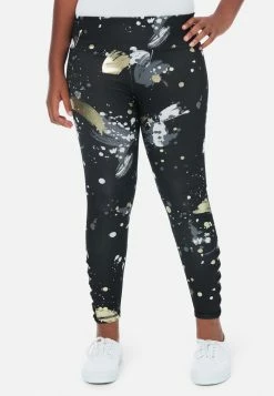 Adjmi J Sport Patterned Lace-Up Full-Length Leggings Bottoms