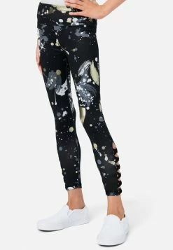 Adjmi J Sport Patterned Lace-Up Full-Length Leggings Bottoms