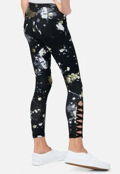 Adjmi J Sport Patterned Lace-Up Full-Length Leggings Bottoms