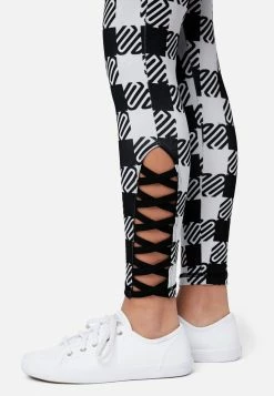 Adjmi Bottoms J Sport Patterned Lace-Up Full-Length Leggings