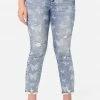 Adjmi Bottoms Patterned Distressed Mini Mom Jean Leggings 1 Adjmi Bottoms Patterned Distressed Mini Mom Jean Leggings