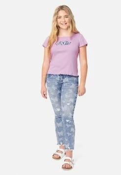 Adjmi Bottoms Patterned Distressed Mini Mom Jean Leggings