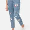 ADJMI Bottoms Medium Wash Patchwork Mini Mom Jeans