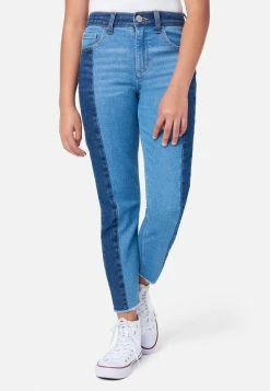 ADJMI Bottoms Two Tone Mini Mom Jeans