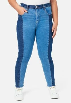 ADJMI Bottoms Two Tone Mini Mom Jeans