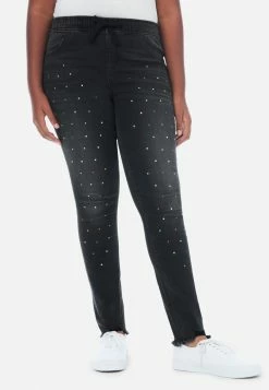 Adjmi Destructed Embellished Pull-On Jean Leggings