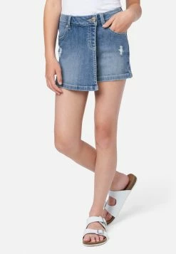 ADJMI Wrap Front Denim Skirt Bottoms