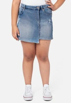 ADJMI Wrap Front Denim Skirt Bottoms