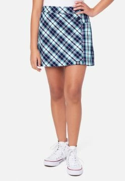 ADJMI Plaid Wrap Pleated Skirt  Bottoms