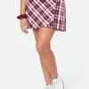 ADJMI Plaid Wrap Pleated Skirt  Bottoms