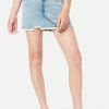 Adjmi Bottoms Distressed Rainbow-Button Denim Mini Skirt
