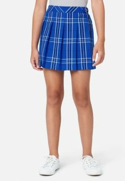 Adjmi Plaid Belted Pleated Skirt Bottoms