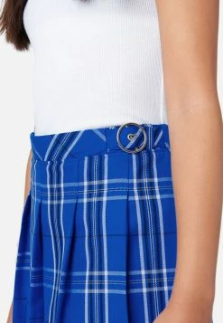 Adjmi Plaid Belted Pleated Skirt Bottoms