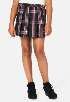 Adjmi Plaid Belted Pleated Skirt