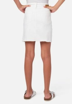 Adjmi Distressed Rainbow-Button Denim Mini Skirt Bottoms