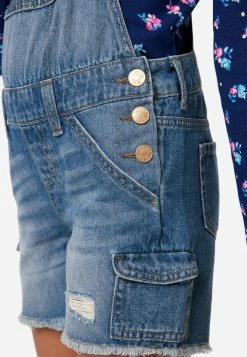 Adjmi Bottoms Distressed Cargo Denim Shortalls