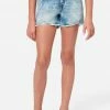 Adjmi Bottoms Patterned Distressed Mini Mom Denim Shorts