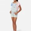 Adjmi Distressed Graphic Denim Shortalls Bottoms