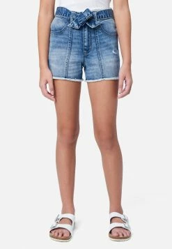 Adjmi Bottoms Tie-Waist Mini Mom Denim Shorts