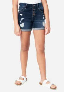 Adjmi Bottoms Distressed High-Rise Midi Denim Shorts