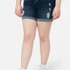 Adjmi Bottoms Distressed High-Rise Midi Denim Shorts