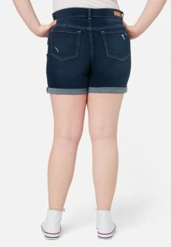 Adjmi Bottoms Distressed High-Rise Midi Denim Shorts