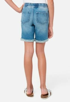 Adjmi Distressed Pull-On Girlfriend Bermuda Denim Shorts Bottoms