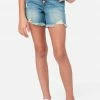 Adjmi Distressed High-Rise Midi Denim Shorts Bottoms