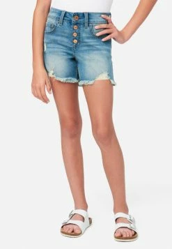 Adjmi Distressed High-Rise Midi Denim Shorts Bottoms