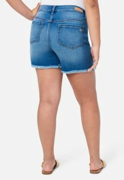 Adjmi Distressed High-Rise Midi Denim Shorts Bottoms
