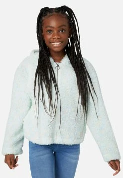 Adjmi Marled Zip-Front Sherpa Hoodie Outerwear