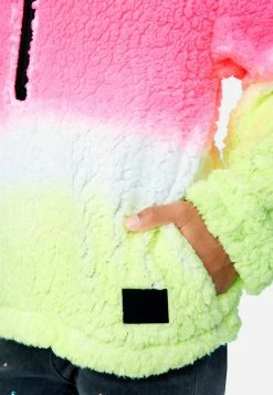 Adjmi Outerwear Tie-Dye Faux Sherpa Zip-Front Hoodie