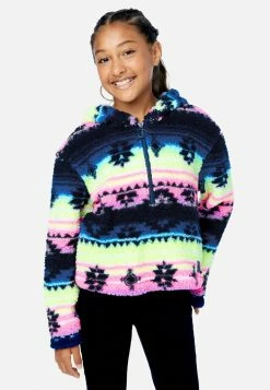 Adjmi Outerwear Patterned Faux Sherpa Zip-Front Hoodie