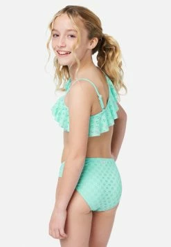 Inmocean Eyelet Ruffle Asymmetrical Bikini Swim Set