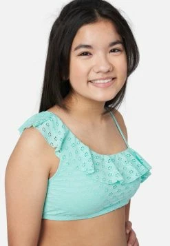 Inmocean Eyelet Ruffle Asymmetrical Bikini Swim Set