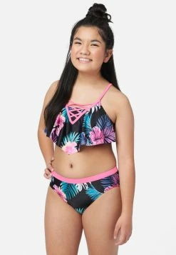 Inmocean Floral Lace-Up Bikini Swim Set
