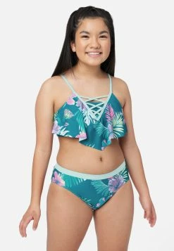 Inmocean Floral Lace-Up Bikini Swim Set