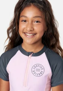 Inmocean Collection X By Justice Color Block Rash Guard Bikini Swim Set