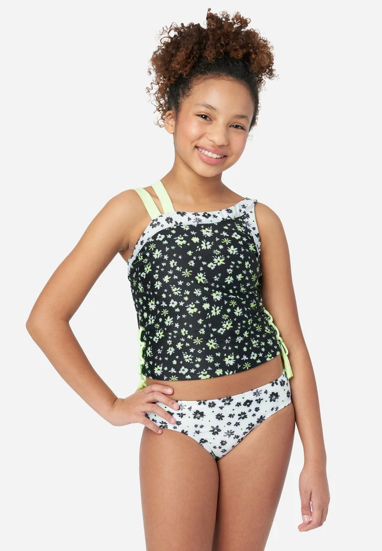 Inmocean Floral Lace-Up Asymmetric Tankini Swim Set 3 Inmocean Floral Lace-Up Asymmetric Tankini Swim Set