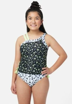 Inmocean Floral Lace-Up Asymmetric Tankini Swim Set 12 Inmocean Floral Lace-Up Asymmetric Tankini Swim Set